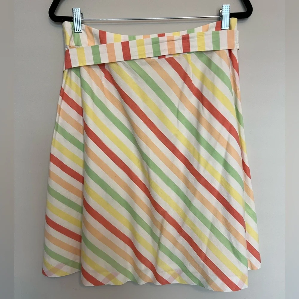 Talbots A-Line Striped Skirt in Red, Green, and Cream Vintage Size‎ 12P